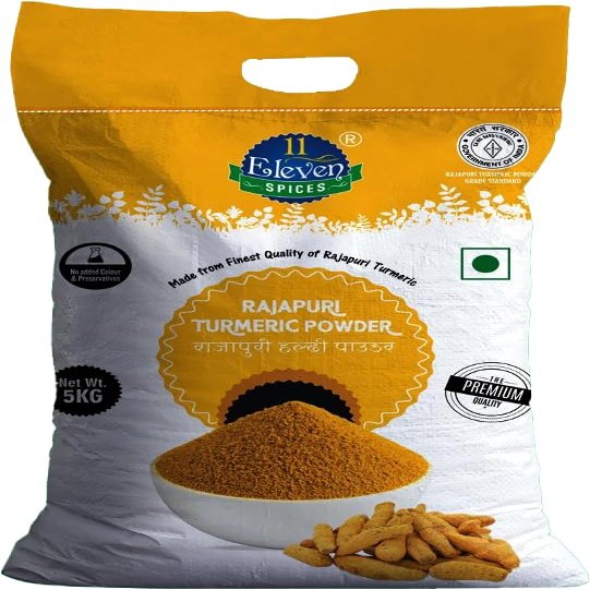 11 ELEVEN SPICES Rajapuri Turmeric Powder | 100% Pure & Natural Haldi | High Curcumin | Golden Yellow Color | For Cooking, Immunity, Skincare & Ayurveda | No Preservatives (5 kg)