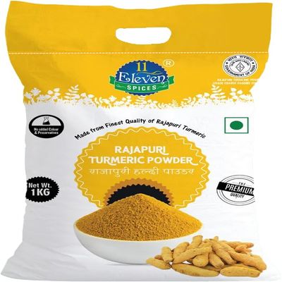 11 ELEVEN SPICES Rajapuri Turmeric Powder | 100% Pure & Natural Haldi | High Curcumin | Golden Yellow Color | For Cooking, Immunity, Skincare & Ayurveda | No Preservatives (1 kg)