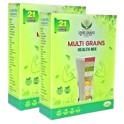 Uyir Unavu Multi Grains Health Mix Powder 800g | 21 Natural Ingredients | 100% Natural, Tasty & Nutritious | Rich in Fiber & Protein (Pack of 2)