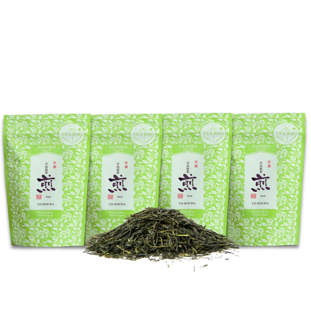 YANOEN Sencha Premium Japanese Green Tea Bags | Imported from Japan | No sweetner | Antioxidant Rich | Metabolim Booster | 15 teabags x 3 grams, Total: 45g-PACK OF 4