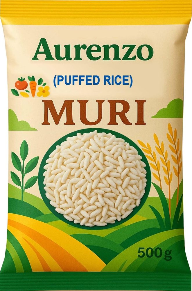 Aurenzo Muri Organic Puffed Rice, 500g, Gluten-Free, Vegan, 1kg(pack of 500GM 2 BAG)