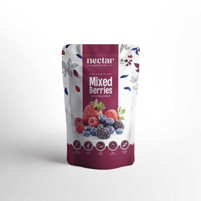 Nectar Superfoods Freeze-Dried Mixed Berries 5-in-1 Healthy Berry Snack with Blueberry, Raspberry, Cranberry, Mulberry & Strawberry Crunchy Vegan Trail Mix for Adults (30g)