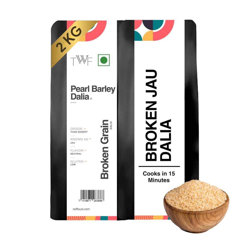 TWF Pearl Barley Dalia | 2 Kg | Jau Dalia (Porridge) | Stone-Ground from Pearl Barley | From Rajasthan's Drylands for Better Nutrition & Texture | Ideal for Upma, Khichdi & Weight-Watchers | Cook in 15 Minutes like Rice
