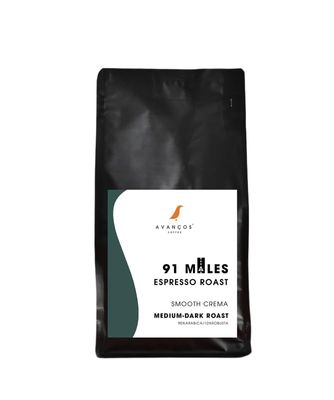 Avancos Coffee Roasters - 91 MILES - FLAGSHIP ESPRESSO BLEND - MEDIUM-DARK ROAST - 90% ARABICA + 10% ROBUSTA COFFEE BEANS - ROASTED
