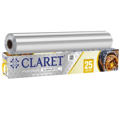 Claret Aluminium Foil 25 Meter | Food-Grade, Extra Strong & Durable | Retains Freshness & Keeps Food Warm | Ideal for Wrapping, Baking, Grilling & Storing Food (Pack of 1)