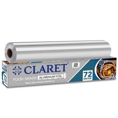 Claret Aluminium Foil 72 Meter | Food-Grade, Extra Strong & Durable | Retains Freshness & Keeps Food Warm | Ideal for Wrapping, Baking, Grilling & Storing Food (Pack of 1)