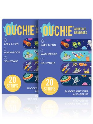 Aya Papaya Ouchie Non-Toxic Printed Bandages Combo Set Of 2 (2 X 20= 40 Pack)- Space Blue