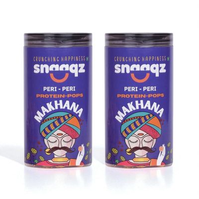 SNAAQZ Peri Peri Roasted Makhana | Spicy & Crunchy Snack |Oil Free | High in Protein & Fiber | Roasted, Not Fried | Healthy Superfood Snack for All Ages | Guilt-Free Munching, 100% Natural ( Pack of 2)