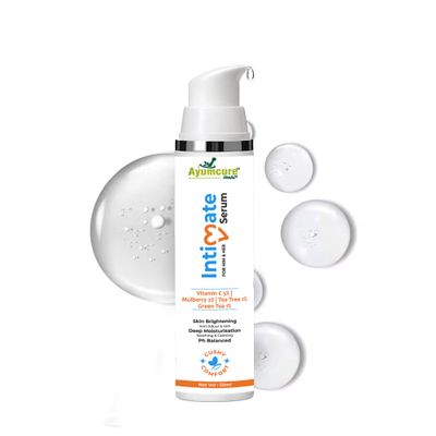 Ayumcure Intimate Serum for Men & Women | 5% Vitamin C, 2% Mulberry, 1% Tea Tree & 1% Green Tea | pH-Balanced & Paraben-Free | Soothing, Refreshing | Deep Moisturization | 50ml
