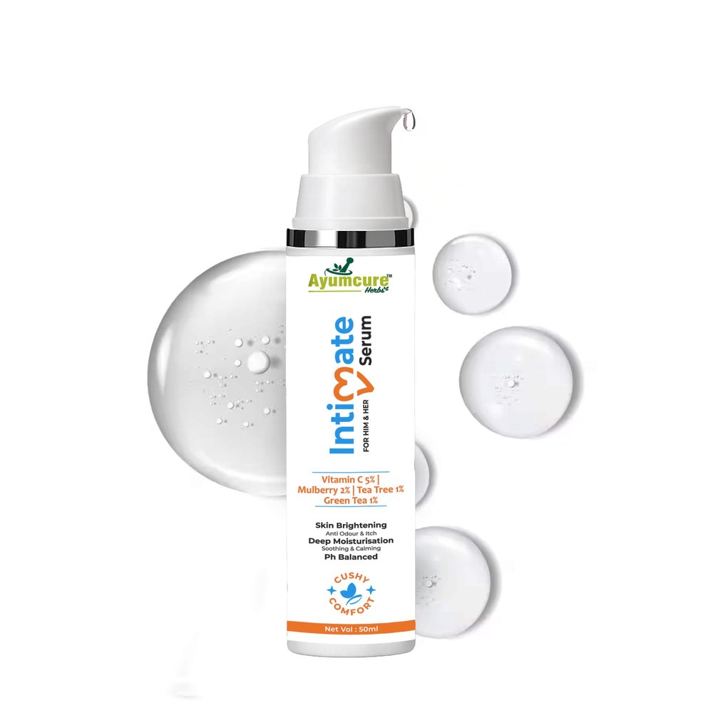 Ayumcure Intimate Serum for Men & Women | 5% Vitamin C, 2% Mulberry, 1% Tea Tree & 1% Green Tea | pH-Balanced & Paraben-Free | Soothing, Refreshing | Deep Moisturization | 50ml