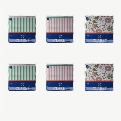 Claret 2-Ply Printed Table Napkins, Multi Design and Colors, 50 Sheets per Pack, Pack Of 6, 30x30 cm - Soft, Absorbent, Napkins for Daily Use, Dining, Parties, Events and Special Occasions