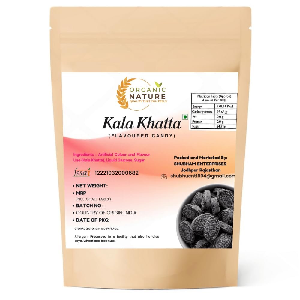 ORGANIC NATURE Kala Khatta Candy 200 Grams Sweet & Tangy Flavour | Tasty Toffee for Kids & Adults |