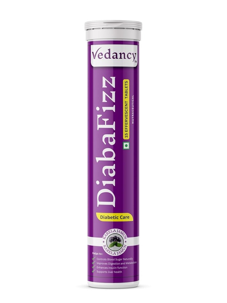 Vedancy Karela Jamun Fizz Natural Diabetic Wellness Supplement 15 Effervescent Tablets Supports Blood Sugar Balance, Healthy Digestion Eco-Friendly, Herbal Formula with Karela & Jamun Extracts (Pack of 1)
