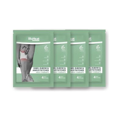 BluHeat Pain Relief Patches for Knee, Elbow & Ankle (pack of 4 pcs) 4+ hours of Heat Therapy || Safe and Natural Odour Free Air-Activated Long-Lasting Substitution for Hot Water Bags All Skin Types