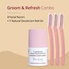 Carmesi Facial Razor - Pack of 3 & Underarm Roll On Deodorant for Women - Floral Sunset (50 ml) | Instant & Painless Hair Removal | For Fresh Underarms All Day view 2