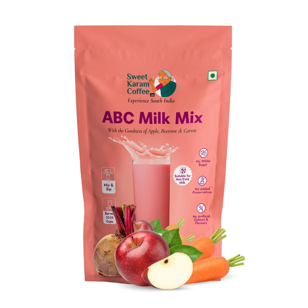 Sweet Karam Coffee ABC Nutri Milk Mix  500 g | Healthy Apple, Beetroot & Carrot Drink | No Refined Sugar | Natural Ingredients | Fiber & Vitamin Rich Drink for Kids & Adults | Pack of 2 (250g Each)