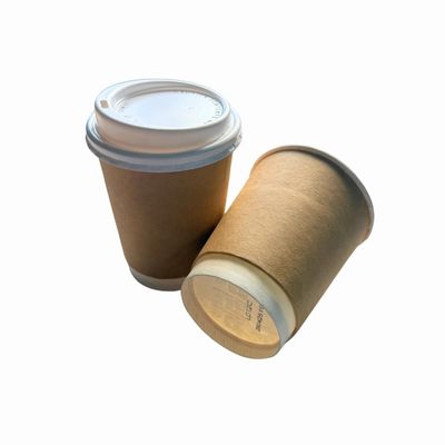 240ML/ 8oz Compostable Kraft Double Wall Paper Cups with Lids, Pack of 25, Plastic Free Aqueous Coating | Disposable Cups for Hot & Cold Drinks Takeaways, Events & Parties