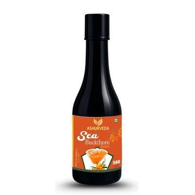 Ashurveda Sea Buckthorn Juice 500ml | Herbal Tonic with Natural Nutrients & Antioxidants | Supports Digestion, Skin Glow, Hair Strength & Vitality | Traditional Blend for Inner Balance