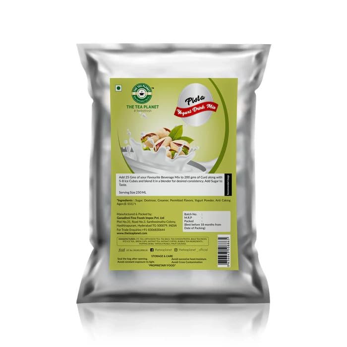 Tea Planet Pista Lassi Premix Powder  1KG Bulk Pack | Creamy Yogurt Drink Mix with Rich Pistachio Flavor & Light Green Color | Instant Indian Summer Beverage | Just Blend & Serve | Made with Yogurt Powder