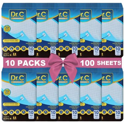 DR C Underpads (10X10=100 Sheets) Economy Pack 90x60 Large Size for Adults Elders Patients Baby Bed. Leak Proof Urinary Incontinence Under Pads with 3D Gel Core for Super Absorbency Hospital-Grade