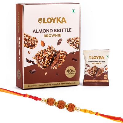 Loyka Raksha Bandhan Gift Box | Premium Almond Brittle Sweets with Rakhi & Roli Chawal | Rakhi Gift Combo for Brother