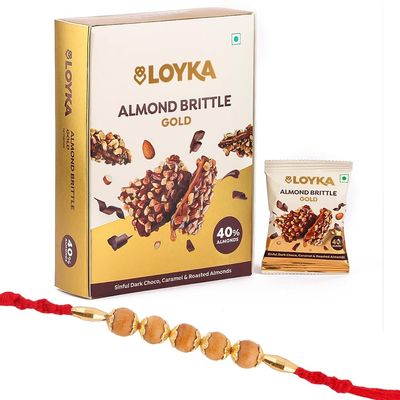 Loyka Rakhi Gift Hamper | Almond Brittle with Traditional Rakhi & Tikka Set | Raksha Bandhan Gift for Brother