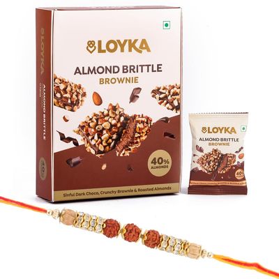 Loyka Premium Rakhi Gift Box | Almond Brittle Chocolate + Rakhi + Tilak | Raksha Bandhan Gift Combo for Brothers