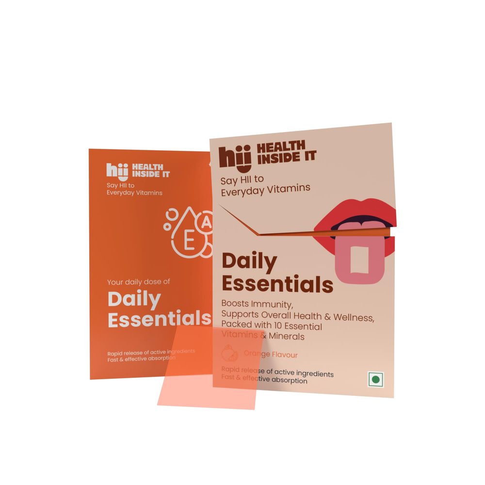 HII LIFESCIENCE Daily Essential Multivitamin | Comprehensive Vitamin & Mineral Blend | Boosts Immunity, Energy & Overall Health | For all-in-one nutrition and daily energy | Orange flavour | 25 Strips
