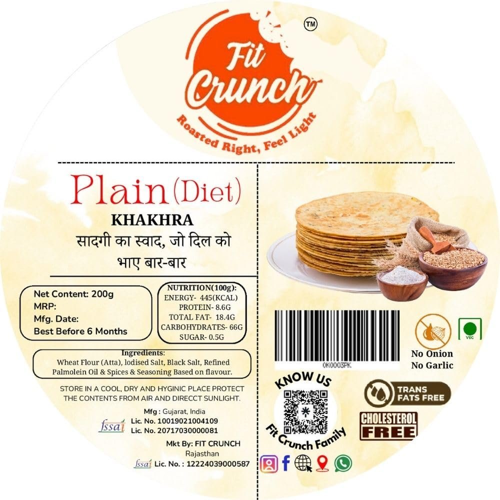 Plain (Diet) Khakhra No Onion, No Garlic 200g