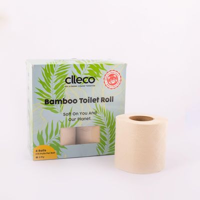 Clleco Bamboo Toilet Tissue Paper Rolls 2 Ply, (270 Pulls Per Roll) Eco Friendly, Soft & Highly Absorbent, 100% Natural Bamboo, Chemical-Free, Hypoallergenic & Clog-Free