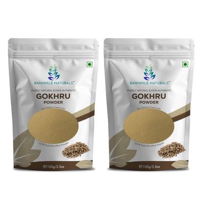 BANIWALE NATURALS Gokhru/Gokshura/Tribulus Terrestris Powder 100 GM Each (Pack of 2), Natural | Non GMO | No Added Preservative or Additives