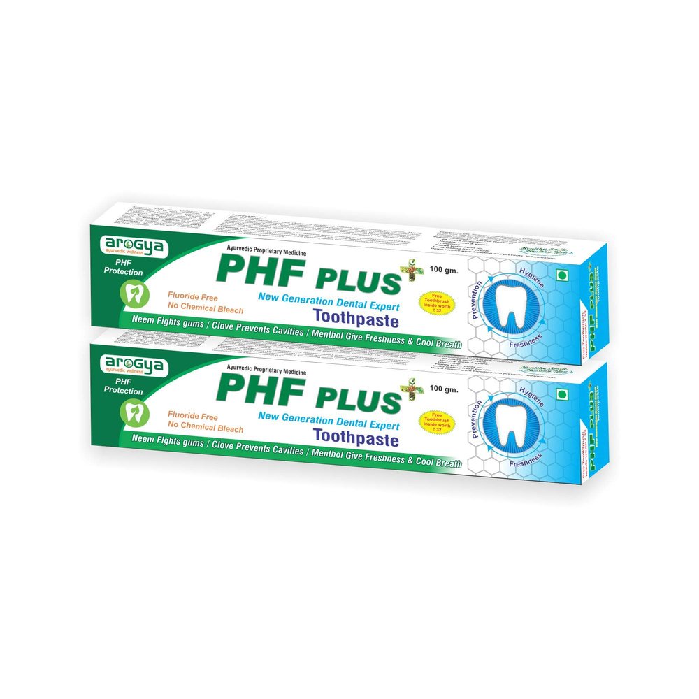 Arogya Ayurvedic Strong Teeth Neem Toothpaste PHF Plus | Prevents Cavities, Boosts Oral Hygiene & Freshens Breath | For Complete Family | 100 gm Pack of 2