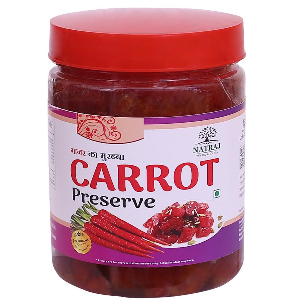 Carrot Murabba 500gm | & | Brings a Pack of 4 Delicious Pickles: Red Chilly, Green Chilly, Ginger, Garlic Pickle