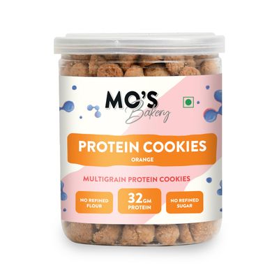 Mos Orange Protein Cookies 200g | Mini Healthy Cookies for Kids & Adults| 32 G protein per100 g serve | Tea Time Snack | Multigrain, Plant-Based Snack with Ragi, Oats, Barley, Pea Protein & Jaggery | Natural Orange Extract | No Refined Sugar | Hig