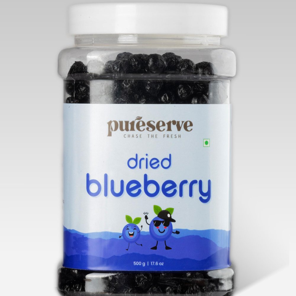 Pureserve Premium Dried Blueberries 500g  Naturally Sweet & Juicy | Antioxidant-Rich Superfood Dry Fruits | No Added Preservatives | Ideal for Snacking, Baking & Smoothies
