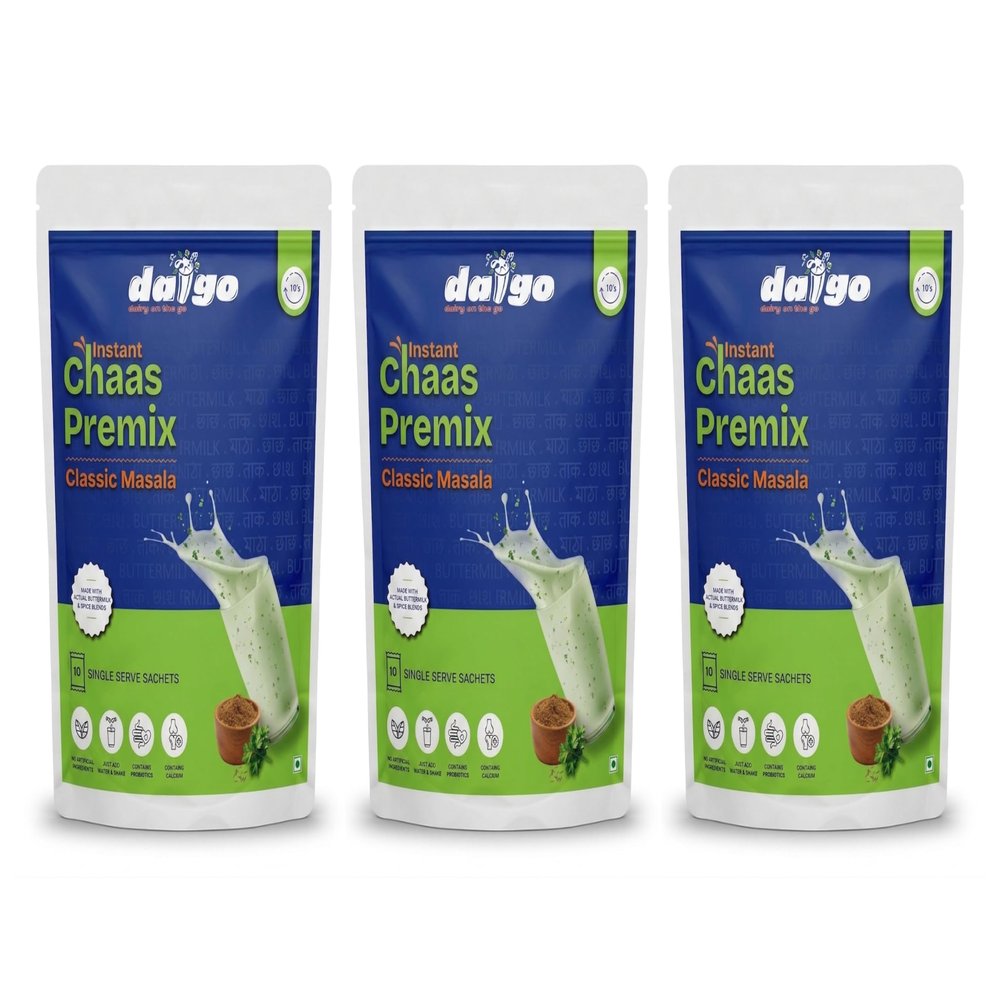 Daigo Instant Buttermilk Premix| Masala Flavour | Zero Preservatives| 100% Natural| Pack of 10 x3