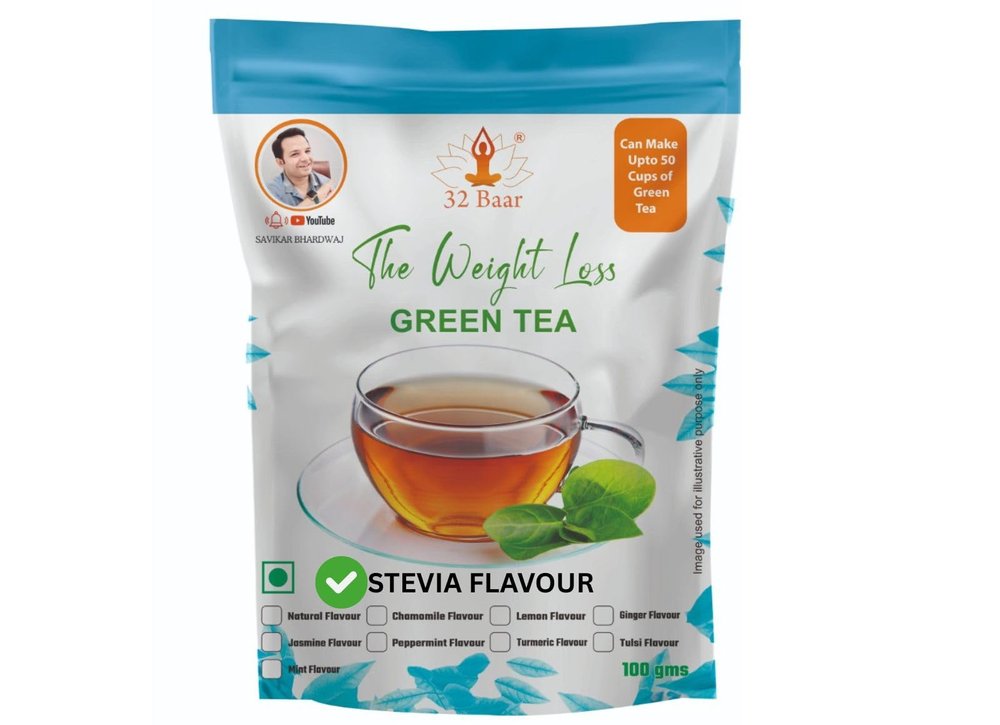 32 Baar Green Tea STEVIA, 100 Gram