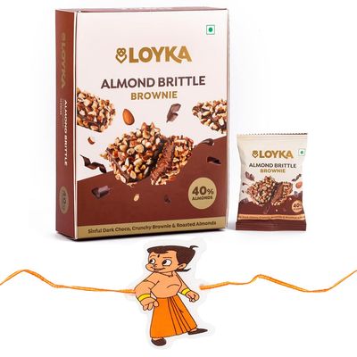 Loyka Almond Brittle Brownie with Premium Chhota Bheem Rakhi | Raksha Bandhan Gift Hamper for Brother
