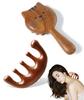 2pcs wooden comb for women hair growthhead massager for scalpWooden Scalp Massager Set - Sandalwood Cat Comb & 5-Finger Massager | For Hair Growth & Relaxation | Handmade Wooden Comb view 1