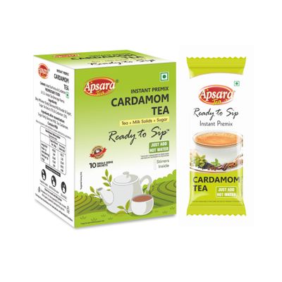 Apsara Tea Ready To Sip Instant Premix Cardamom (Elaichi Tea) 14gX10 Sachets (140g)