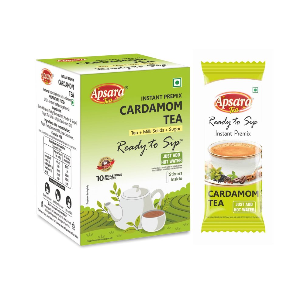 Apsara Tea Ready To Sip Instant Premix Cardamom (Elaichi Tea) 14gX10 Sachets (140g)