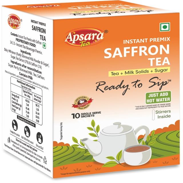 Apsara Tea Ready To Sip Instant Premix Saffron Tea 14gX10 Sachets (140g)
