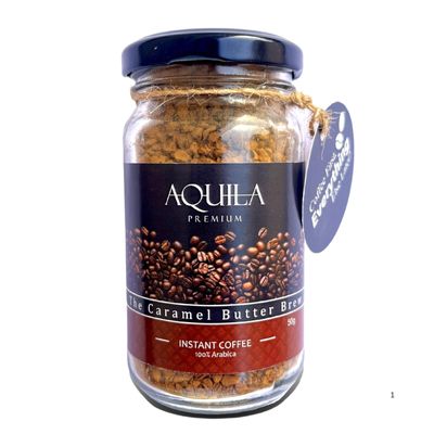 AQUILA PREMIUM Instant Coffee - The Caramel butter brew (Caramel) | Ready in Seconds | 100% Arabica | Pack of 2