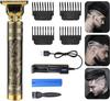 DINEDUST Beard Trimmer for Men,Professional Hair Clipper,Cordless Electric Shaver for Beard,Hair,Mustache&Face,Zero Gapped T-Blade Clippers with 4 Size Hair Combs,Perfect Grooming Kit(matal bettery),Gold view 1
