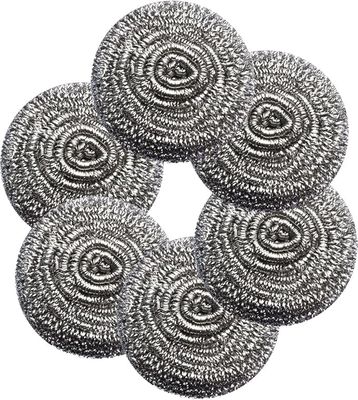 Hemshail Stainless Steel Wool Scrubber for Removing Tough Dirt,Steel Sponge Scourers Pad for Kitchens,Bathroom and More (6Pc)