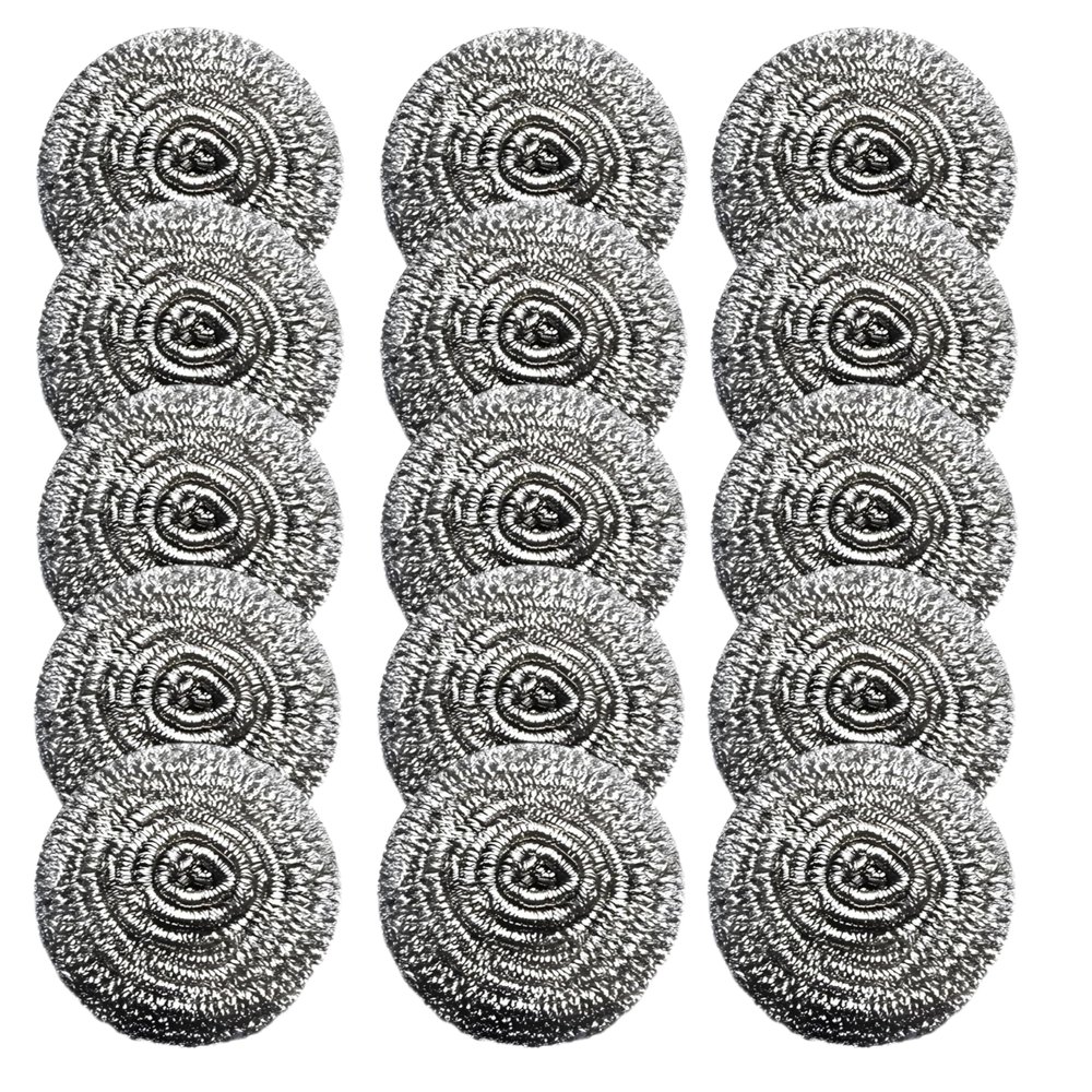 Hemshail Stainless Steel Wool Scrubber for Removing Tough Dirt,Steel Sponge Scourers Pad for Kitchens,Bathroom and More (15)