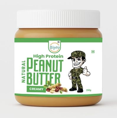 BIPTO Natural Peanut Butter Creamy 350g|High Protein Peanut Butter
