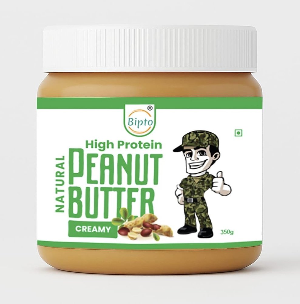BIPTO Natural Peanut Butter Creamy 350g|High Protein Peanut Butter