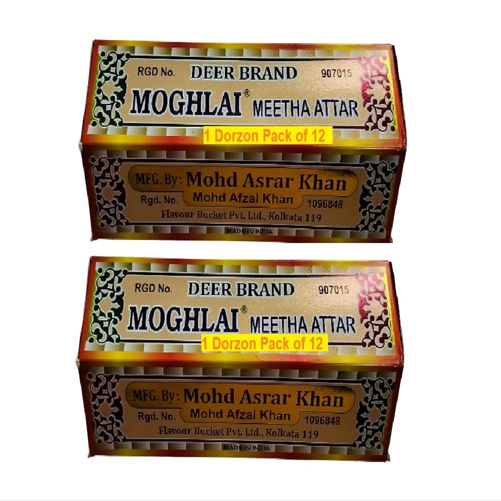 DEER BRAND Royal Mughlai Meetha (Mitha) Attar Sweet Essence(MFG by MD. Afzal & Asrar Khan Kolkata)For Biryani Biriyani, Cooking Rice Dishes, Pulao, Mutton-Chicken, Chops, Korma, Khsuka, Stew, & in Kabab (13g Pack Of 24, Mughlai Meetha Attar Biryani E