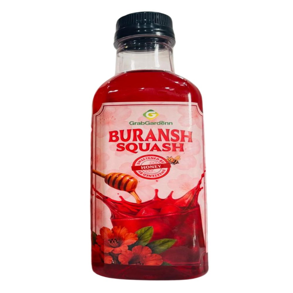 Grab Gardenn Buransh Squash Bottle, 500Ml- Made with Honey/From the Foothills of Himalayas/Sanjeevni Flower Squash